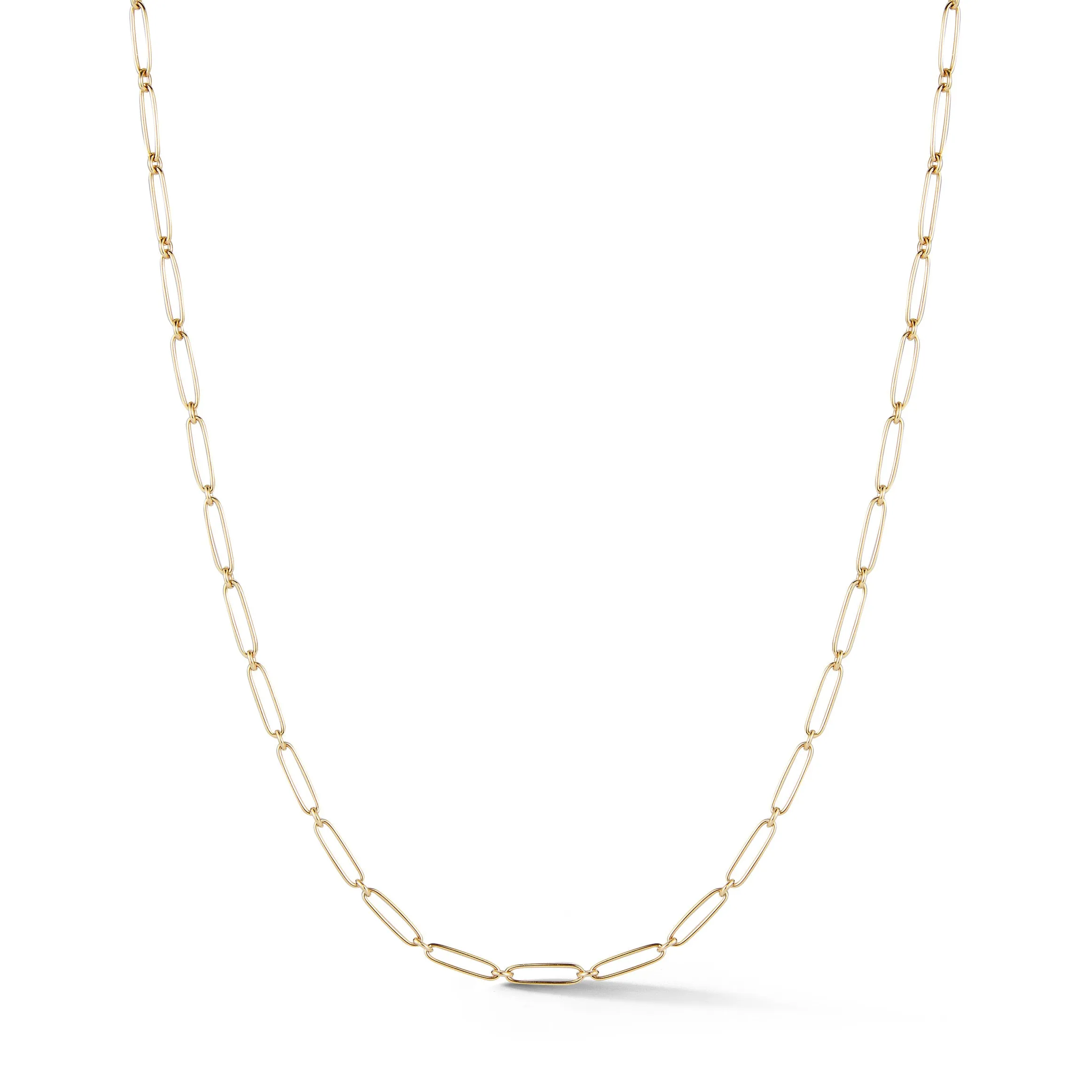 14K Gold Elongated Link Grover Chain Necklace