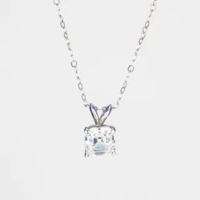 14K White Gold Cushion Cut 2.50 ct Necklace