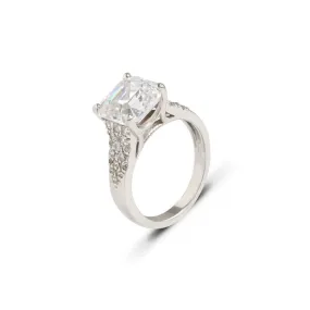 14k White Gold CZ Asscher Cut Ring (size 6)