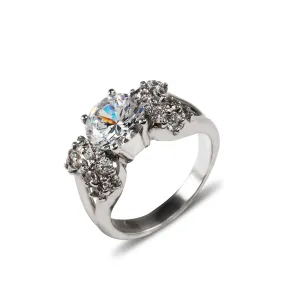 14k White Gold Round Cut with CZ Rounds Ring