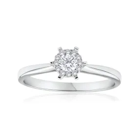 18ct White Gold Ring With 0.25 Carats Of Claw Set Diamonds