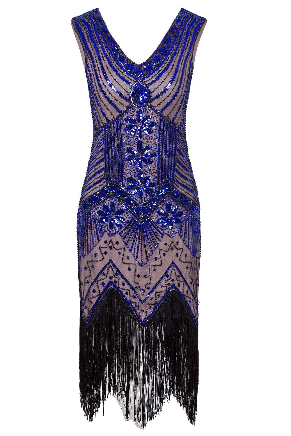 1920s Vintage Royal Blue Sequins Flapper Dress