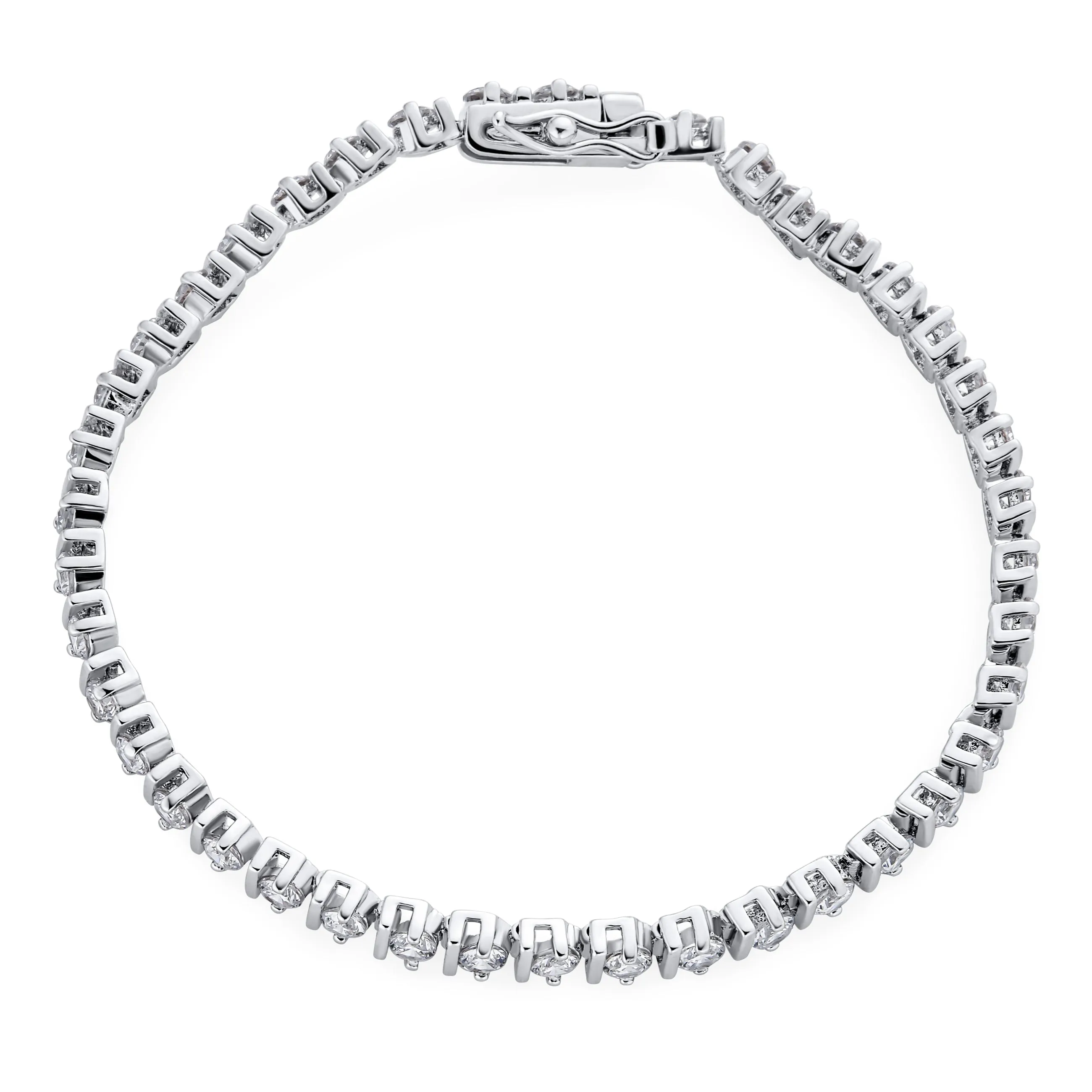 4 MM Bridal Wave S Link CZ Solitaire Tennis Bracelet Silver 7,7.5"