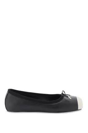 Alexander mcqueen nappa leather ballet flats with metallic toe