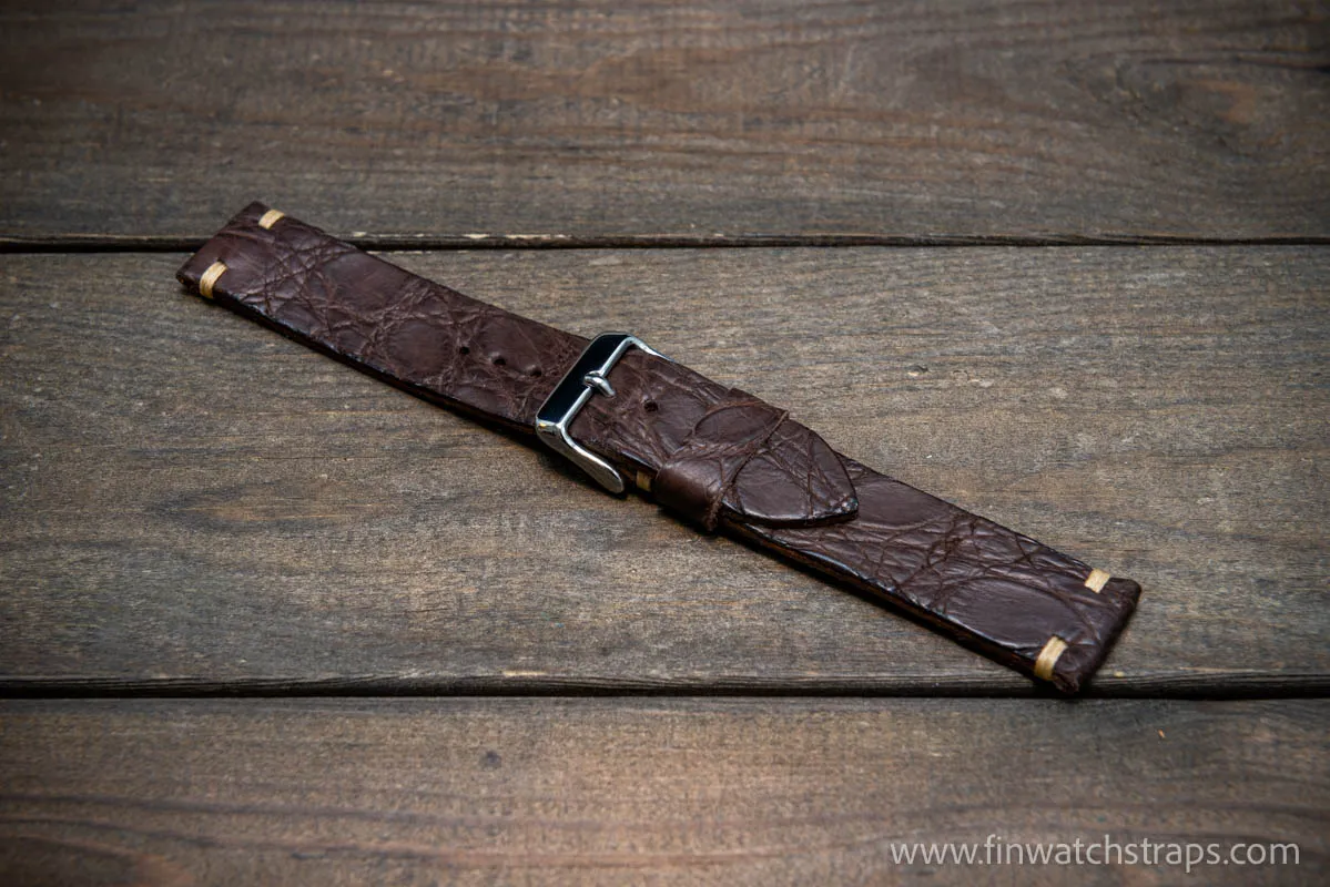 Alligator dark matte brown, handmade in Finland.