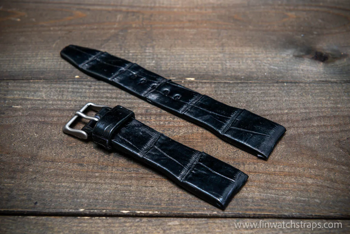 Alligator watch strap for  IWC Big Pilot, handmade in Finland, fits watch lugs 19-24 mm.