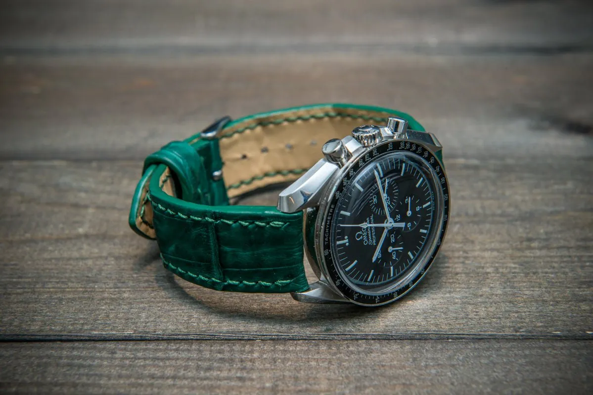 Alligator watch strap, Green matte.