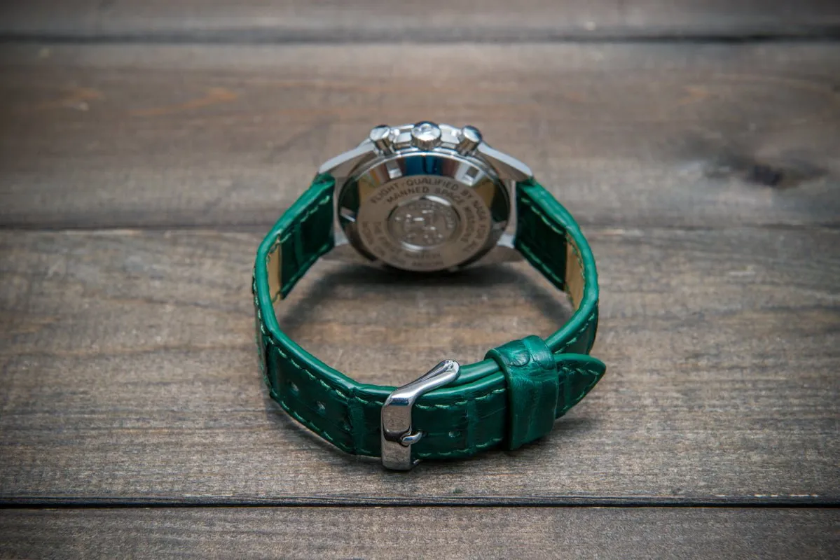 Alligator watch strap, Green matte.