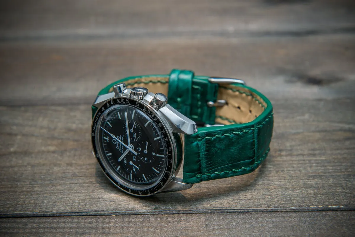 Alligator watch strap, Green matte.