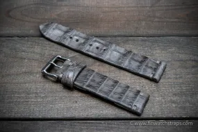 Alligator watch strap, Grey, handmade in Finland