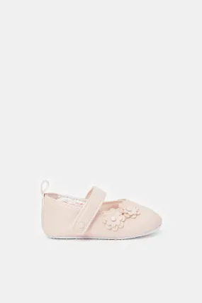 Baby Pink Floral Pram Shoes