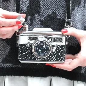 Black And White Camera Hip Flask