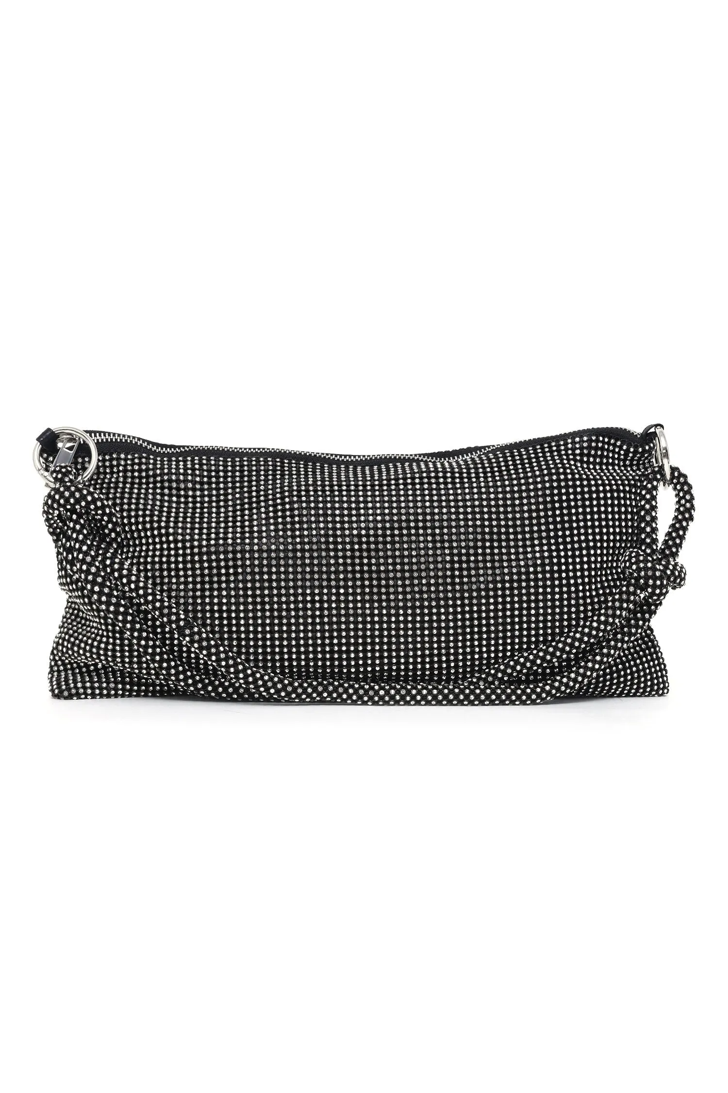 BLING BAG WITH STRAP-BLACK-WHITE