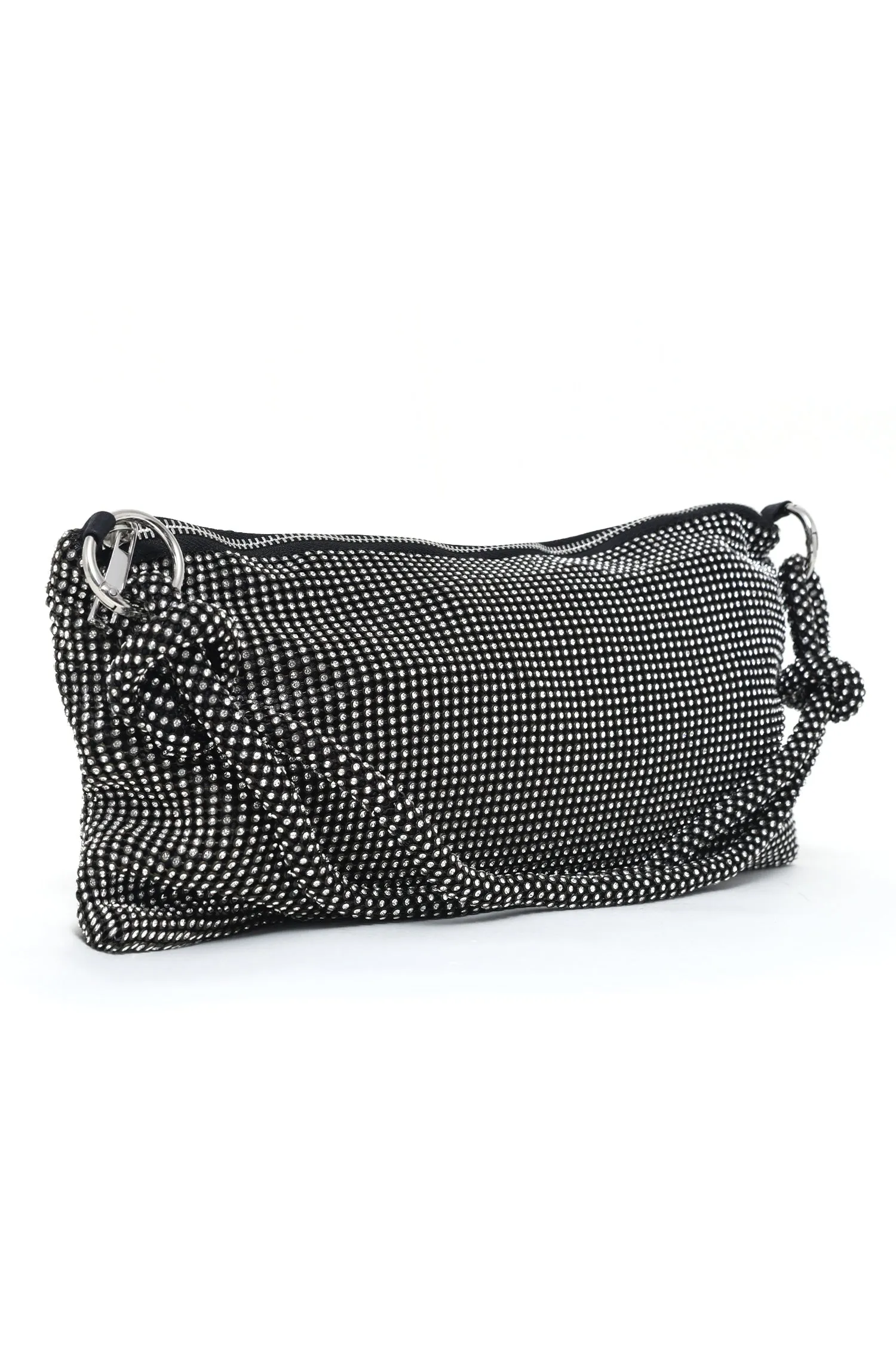 BLING BAG WITH STRAP-BLACK-WHITE