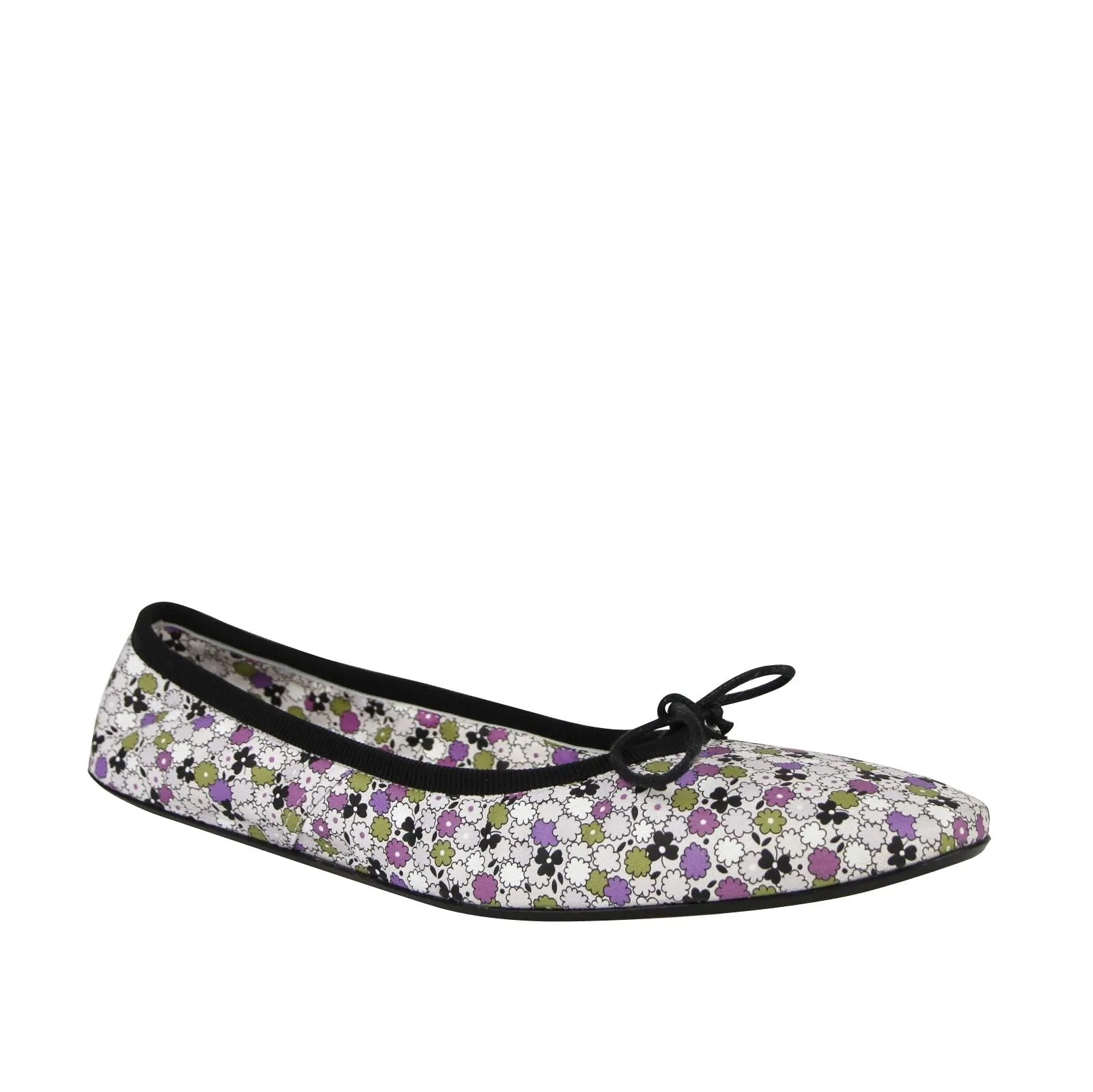 Bottega Veneta Women's Floral Green / Purple / Black Leather Ballet Flats(39.5 EU / 9.5 US)