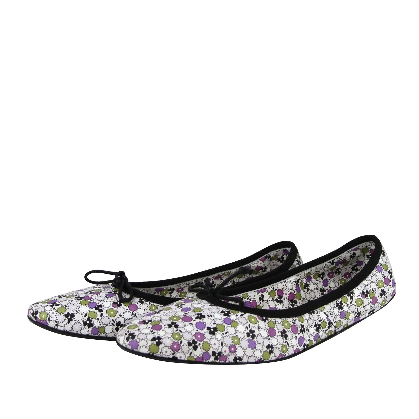 Bottega Veneta Women's Floral Green / Purple / Black Leather Ballet Flats(39.5 EU / 9.5 US)