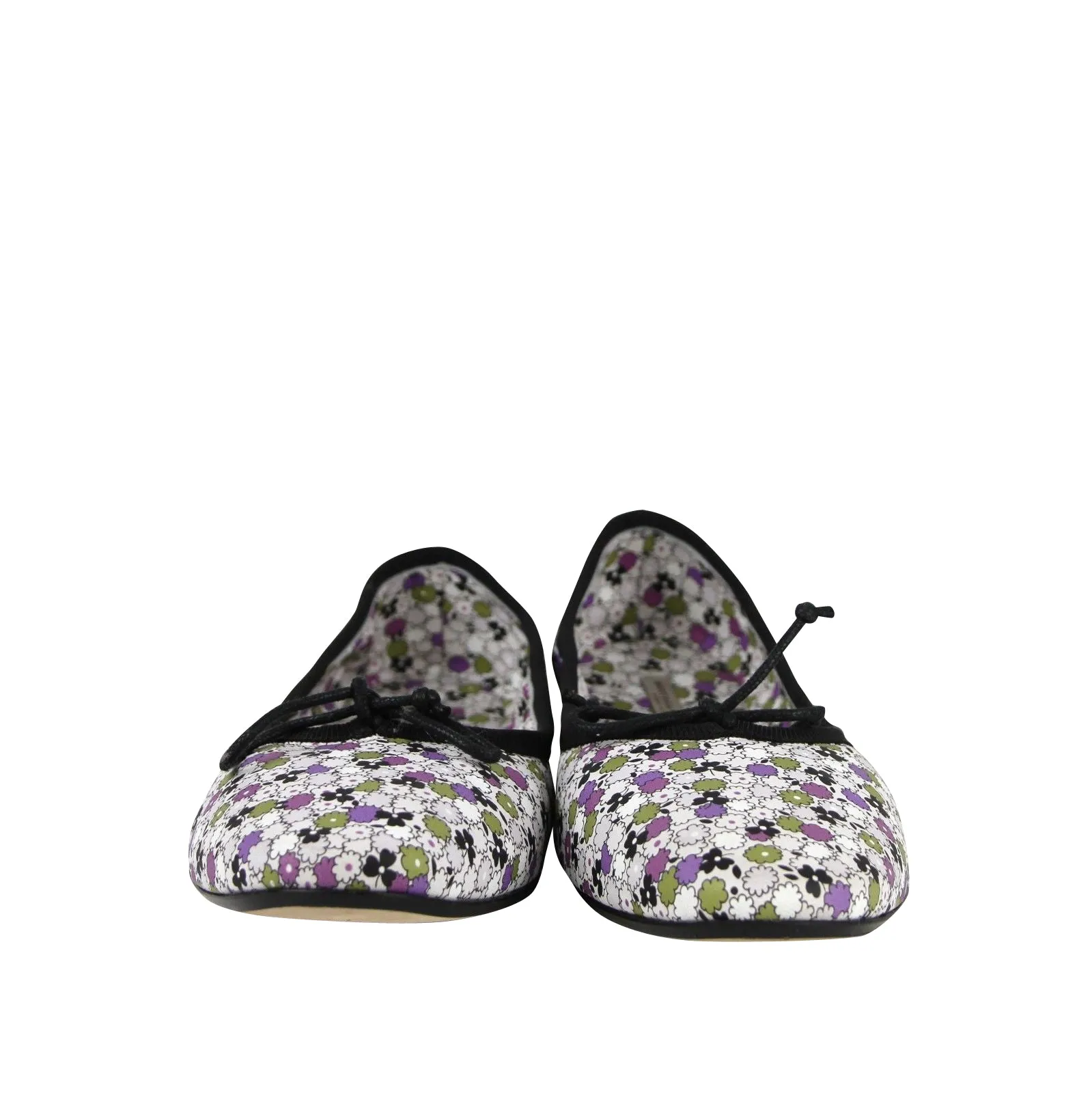 Bottega Veneta Women's Floral Green / Purple / Black Leather Ballet Flats(39.5 EU / 9.5 US)