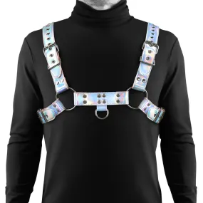 Cosmo Dare Holographic Rainbow Bulldog Chest Harness With D-Ring