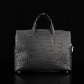 Crocodile Leather Large Volumn Tote Duffel Bag Black