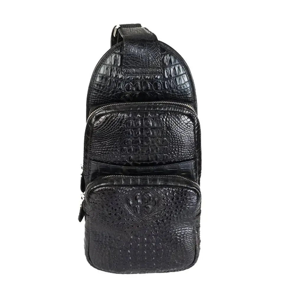 Crocodile Leather Sling Day Pack Purse Chest bag