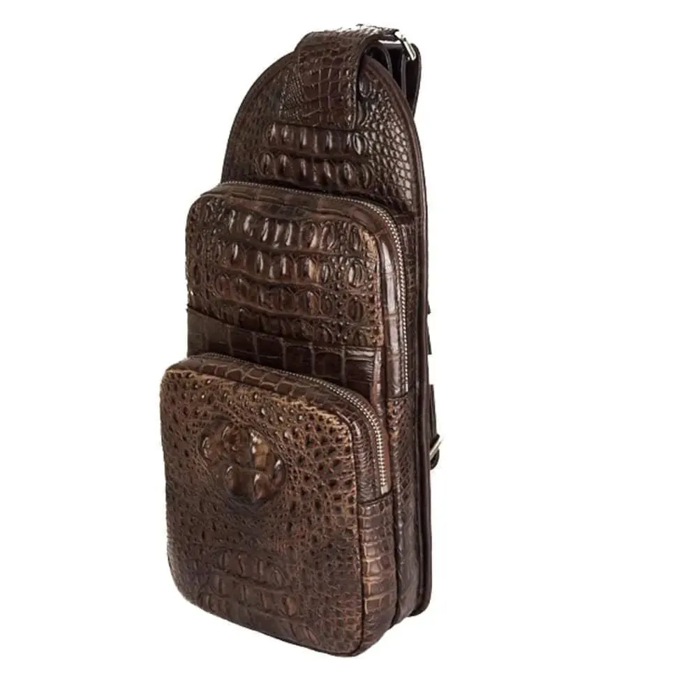 Crocodile Leather Sling Day Pack Purse Chest bag