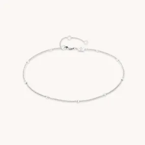 Essential Beaded Chain Anklet in Silver