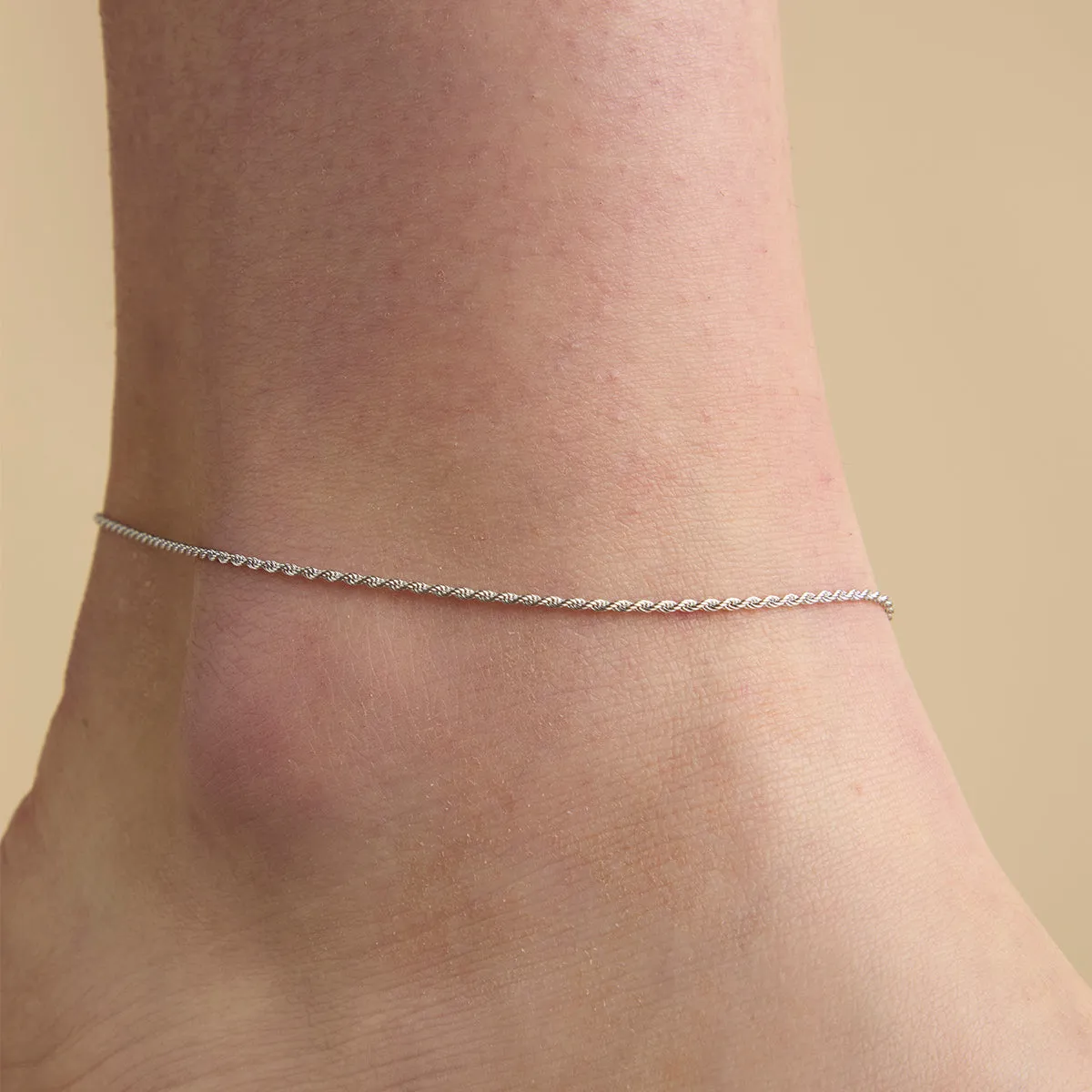 Essential Rope Chain Anklet in Silver