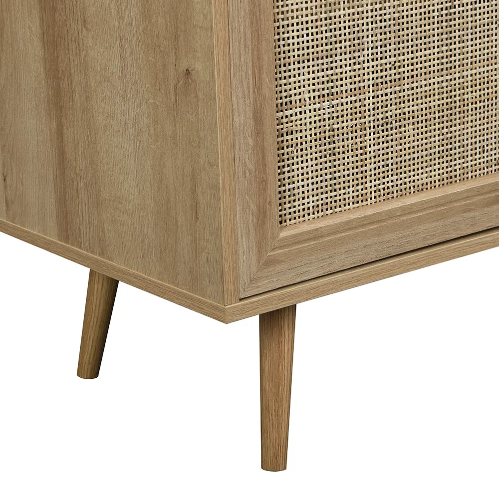 Frances Woven Rattan 1-Door Cabinet in Natural