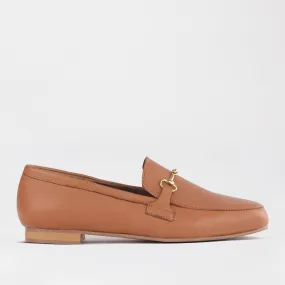 Loafer with Gold Trim in Tan - 12451