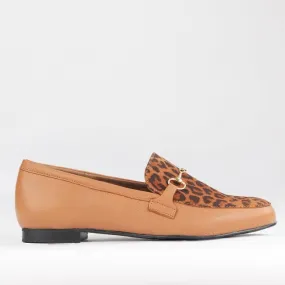 Loafer with Gold Trim in Tan Multi - 12451