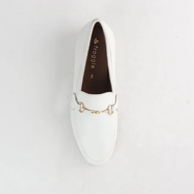 Loafer with Gold Trim in White - 12451