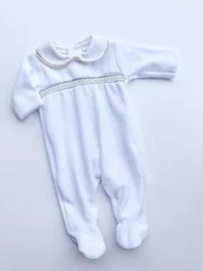 MIA BELLA Velour Babygrow White/Camel