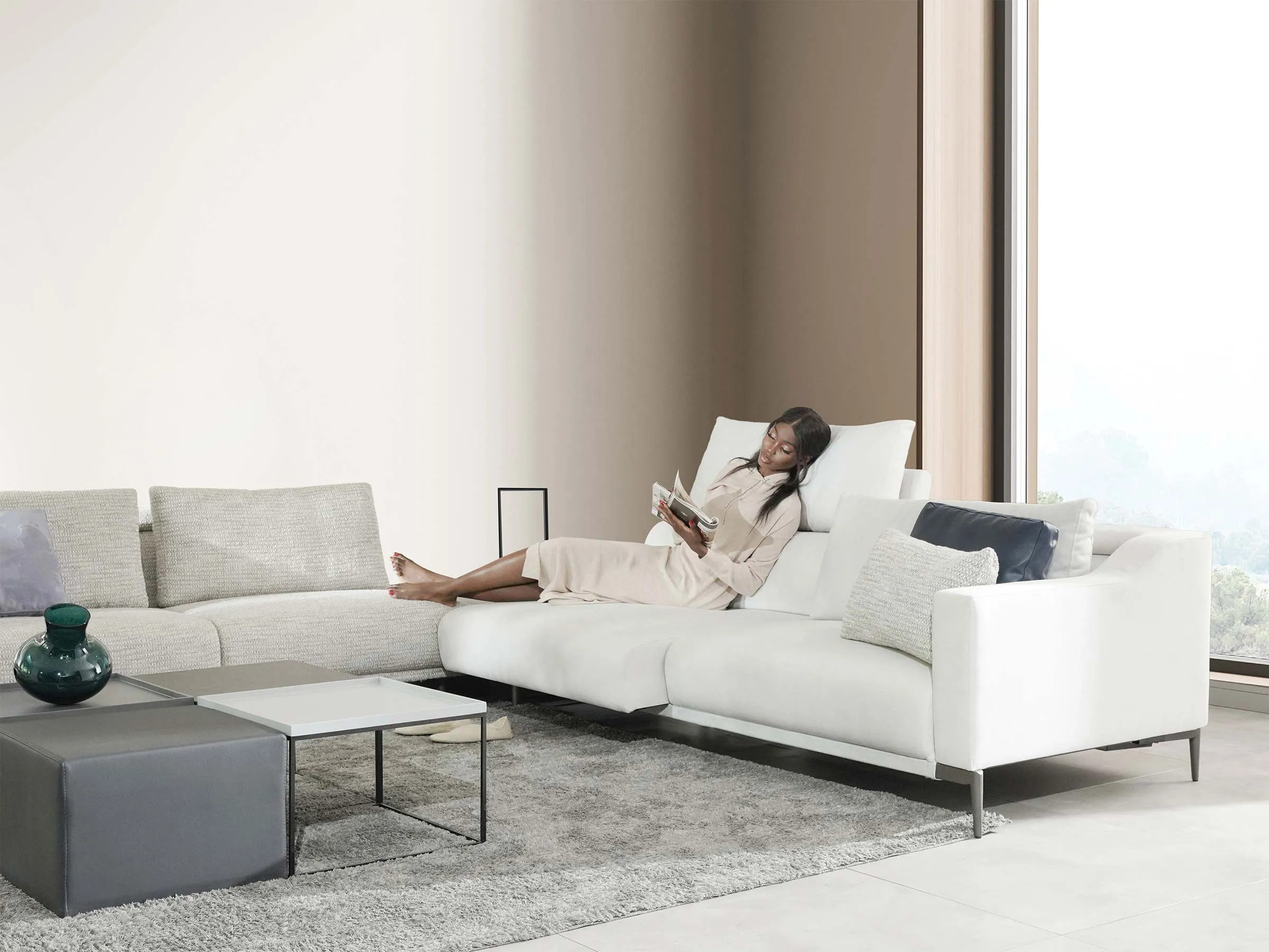 Milda Three Seater Sofa with Table