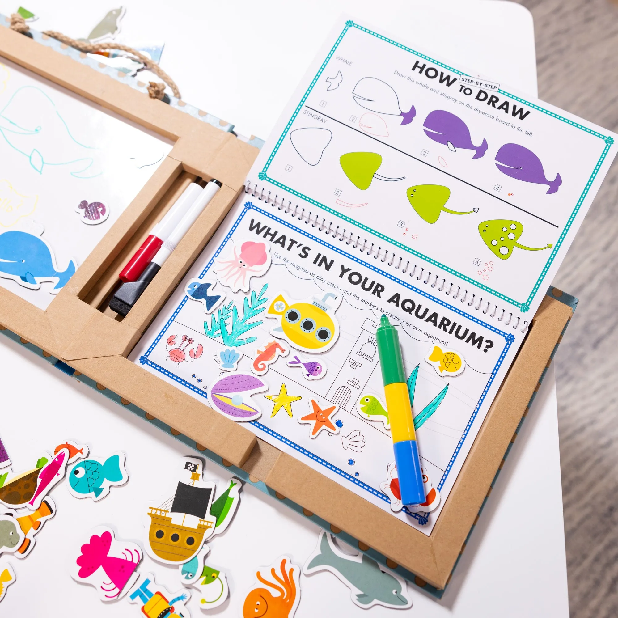 Natural Play: Play, Draw, Create Reusable Drawing & Magnet Kit – Ocean