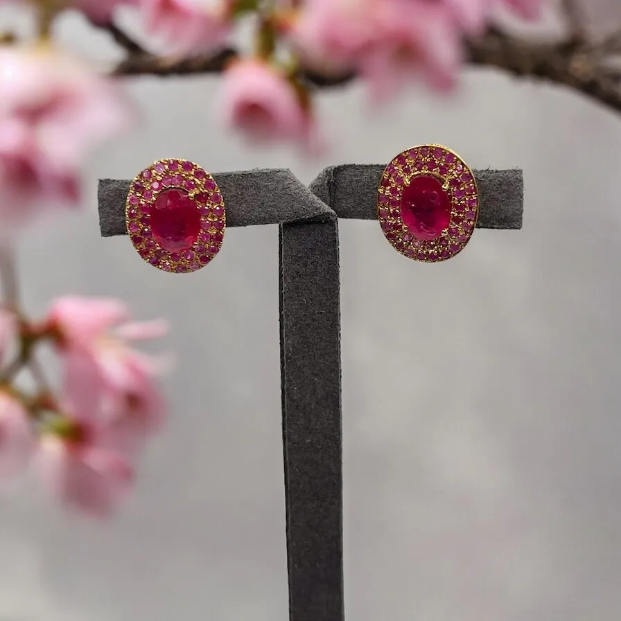 NATURAL RUBY RING AND EARRINGS SET