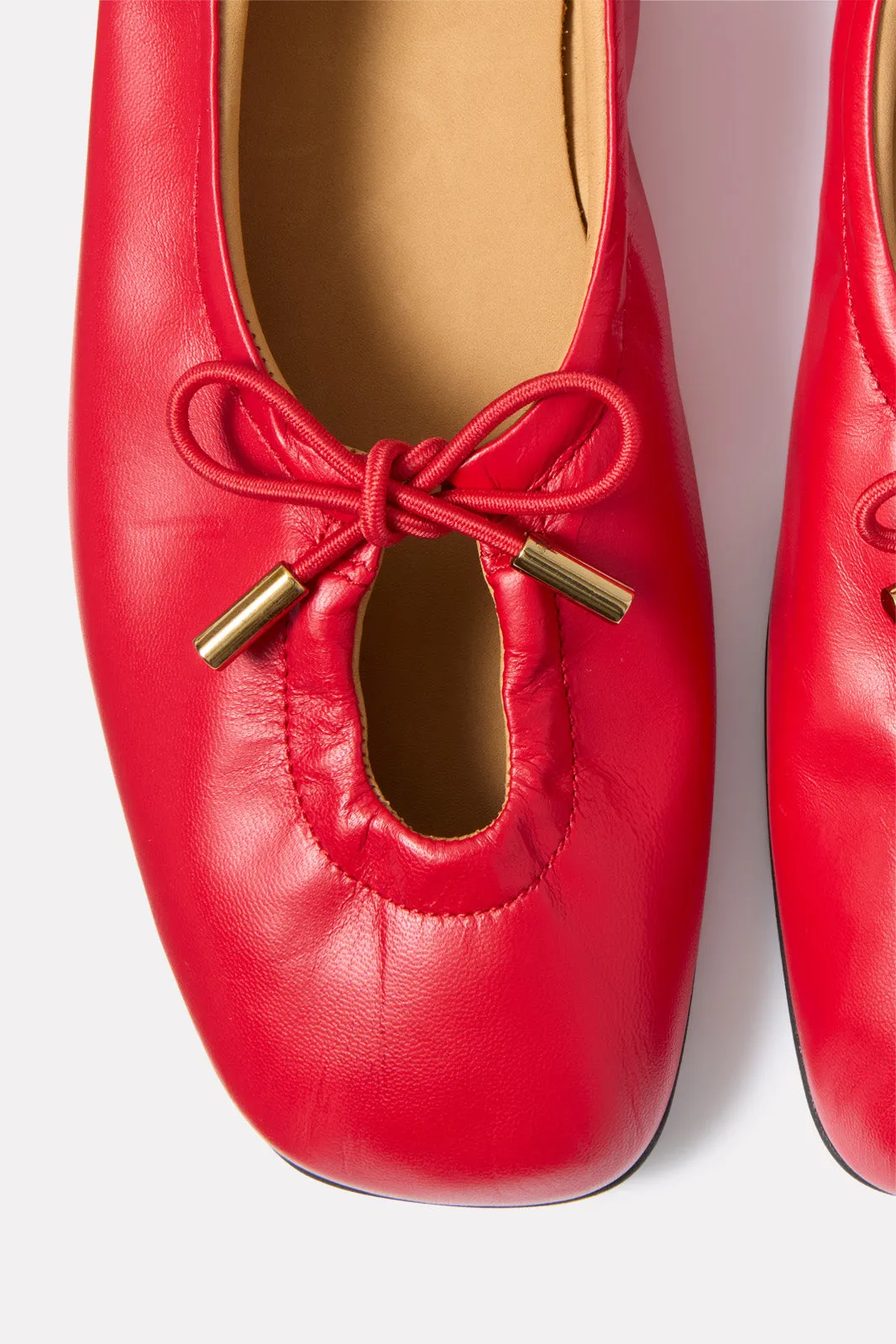 Rosalind Red Leather Ballet Flats